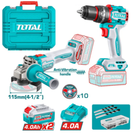 TOTAL Cordless 2 Piece Angle Grinder and Impact Drill Combo #UTCKLI20256